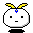 Pixelated cartoon character with yellow antennae, blue gem on forehead, and pink mouth in various expressions against gray background.
