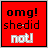 A 5x5 contact sheet of animated frames showing a red background with black and white text "omg! shedid not!" that changes from solid to pixelated across the sequence.