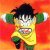 Pixelated character in yellow outfit with green sleeves and black hair against orange-red gradient background
