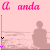 Animated sequence of a seated figure against water with changing pink text above, featuring small purple and black pixel shifts.