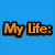 six with text and images: blue background with 'My Life:', horse riding photo, black-and-white book image, lined paper with 'Poetry', green background with stacked text, and a blank gray