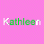 Green and white text spelling 'Kathleen' on a pink background with one gray section, showing animation changes in letter color cycling.