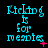 Pixelated cyan text "Kicking is for meowies" on black background with pink plus and X symbols, animated changes in symbol position and color.