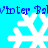 Pixelated white snowflakes on a bright cyan background with repeated blue text reading "Winter B" above and below the flakes.