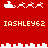 Red background with white pixelated Santa sleigh and reindeer icons above and below yellow text reading 'IASHLEY62' in two