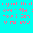 four identical cyan squares with green borders, each containing pink pixelated text and a single symbol in the bottom-right corner