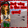 Pixelated cartoon character in pirate attire stands on beach with red text asking 'But why is the rum gone?'