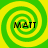 Four identical green and yellow spiral patterns with the text "MATT" centered in each quadrant on a bright background.
