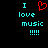 Pixelated cyan text and red heart symbol on black background with two identical static frames side-by-side.