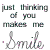 Animated sequence of repeated text and stylized 'Smile' icons with small star symbols, set against a white background.