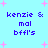 Light blue background with pink starbursts and repeated text 'kenzie & mal bfll's' in blue pixelated font.