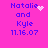 Pixelated text 'Natalie and Kyle 11.16.07' on bright pink background with animated heart or star effects near 'Natalie'.
