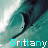 A 48x48 pixel animated buddy icon featuring a stylized wave with the name "Brittany" displayed in cyan and white text at the bottom, shown across two sequential frames of an animation.
