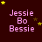 identical text-based icons with pink text and yellow stars on a dark red background, each displaying 'Jessie Bo Bessie' in three lines