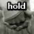 Black-and-white image of hands holding each other with text overlays reading 'hold', 'my', and 'hand' across three
