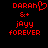 Red pixelated text and symbols on black background, with one version featuring a heart symbol replacing the 'o' in 'DARAH'.