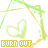 identical static icons featuring a green heart inside a house outline with 'BURN OUT' text below, each icon has overlapping green and orange lines