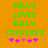 Green pixelated text on orange background reads KELLY LOVES BILLY with 333333 and pink hearts below, two versions differ in heart color distribution.