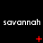 Three of white 'savannah' text on black background with red pixel symbols changing across frames