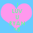 Two identical pink heart-shaped icons with green text on a light blue background, each displaying 'I LUV U RYAN 43' in pixelated font.