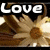 Animated icon with golden bow and flower, text 'Love' in top-left corner, changing from open to heart-shaped bow.