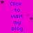 A bright pink background displays repeated blue text reading 'Click to visit my blog' with scattered black and purple stars.