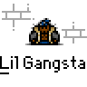 Animated contact sheet of a pixel art character with speech bubbles containing explicit text, displayed on a gray background.