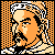 Pixelated 50x50 static buddy icon featuring a stylized orange and black character with checkered border, likely from historical Chinese game or animation context.
