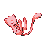 A 3x3 grid of pixelated pink cartoon cat-like creatures with long tails performing a sequence of animated movements against a gray background.