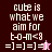 Pixelated text 'gute is what we aim for t-o-m<8 =]=]=]=]' on dark brown and pink backgrounds with a small star icon.