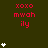 Dark green background with red text 'xoxo mwah ily' and white heart icons in vertical stacks of one to five hearts.