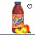 Animated sequence of a bottle with peach imagery and heart icons changing color across frames.