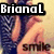 Animated sequence showing a person in various poses with text overlays including 'BrianaL' and partial words like 'smile' and 'THANK'.