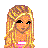 Pixelated image of a blonde woman with long hair, pink striped top, and white pants; text below reads "Sassy N Single" in pink pixel font.