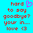 Pixelated text on cyan background with red letters and a pink heart symbol above 'hard' in the left