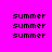 Pixelated text 'summer' repeated across a bright pink background with yellow rectangular highlights in specific