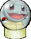 A light blue cartoon turtle with pink mouth and red eyes appears in a circular frame, holding a red-and-white Poké Ball in various positions
