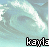 Pixelated wave background with 'kayla' text in black and blue on separate frames.