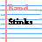 Pixelated text 'Band' and 'Stinky' on blue-lined paper with pink vertical lines, alternating between black and pink color schemes.