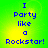 Four identical display blue pixelated text on a green-yellow gradient background reading "I Party like a Rockstar!"