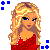 Pixel art contact sheet of a blonde female character in red top and gray pants with repeated "Bronde" text variants, showing multiple animation frames including full-body views, partial body segments, and text variations.