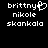 Pixelated text displays 'brittny' with a heart symbol, 'nikole', and 'skankola' in white on black background.