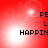 Red background with white light effects and pixelated text reading 'PEL HAPPIN' in four quadrants.
