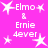 Bright pink background with white pixelated text and star shapes arranged in a pattern, featuring repeated 'Elmo & Ernie 4ever' text and star symbols