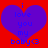 Two identical purple hearts on red background with blue text reading 'i love you my baby<3' in pixelated font.