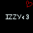 Red pixelated heart symbol above two identical white text strings on black background.