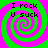 Four identical spiral patterns with alternating green and pink colors, each containing the text "I rock U suck" in black pixelated font.