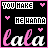 A 48x48 pixel animated buddy icon with a black background, pink border, and multiple text elements including "YOU MAKE HE HANNA" in blocky white letters and "lala" in stylized cursive, featuring small pink hearts as accents across two sampled frames showing subtle animation changes.