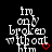 Pixelated text reads 'I'm only broken without hfm' with a red heart symbol, displayed in three on black background