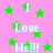 Pink background with green stars and repeated light blue text reading "Love Me!!!" in a pixelated style.